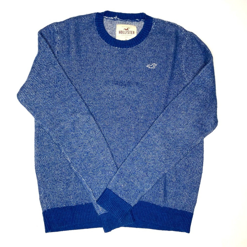 HOLLISTER Blue / White Crew Neck Sweater